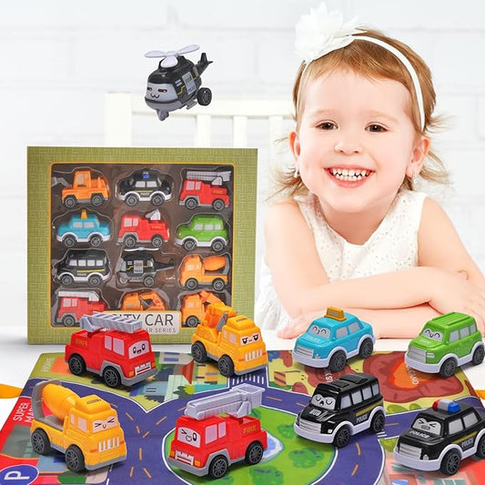TOYSXYIN. 12 Pcs. Construction Truck for 3-9 Year Old Boys and Girls - Friction Power Vehicle Car for Toddlers 1-3, Carrier for Kids 3-5