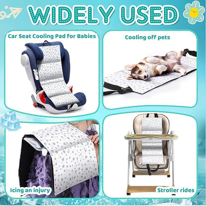 Car Seat Cooling Pad for Babies, Toddlers, Infants, and Kids, Carseat Cooler Pad with 6 Removable Insulated Ice Packs, Washable, Easy to Clean, for Summer Sun and Heat Cover Protector