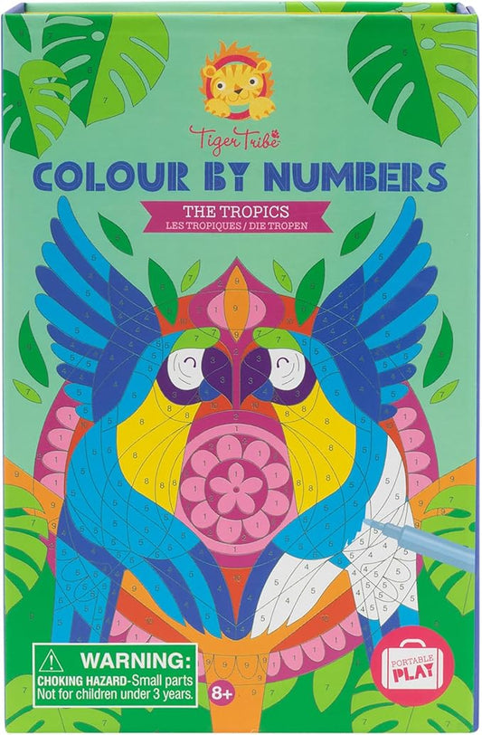 Tiger Tribe: Color by Numbers - The Tropics - Activity Set, Themed Coloring Pages, Markers, Color A Number at A Time, Kids & Tweens Ages 8+