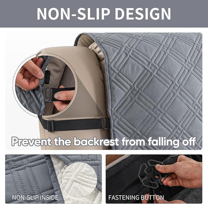 Easehomey 100% Waterproof Recliner Chair Covers, Non Slip Dog Chair Cover Furniture Protector Washable Chair Cover with Pocket, Elastic Straps for Kids,Pets,Dogs (Light Gray, 23.6")