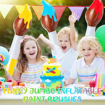 43.3 Inch Giant Inflatable Paint Brushes Large Blow up Colored Paintbrushes Set Art Paint Brushes for Kids Summer Birthday Party Favor Decoration Back to School Classroom, 4 Color