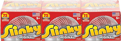 The Original Slinky Walking Spring Toy, 3-Pack Metal Slinky, Fidget Toys, Party Favors and Gifts, Kids Toys for Ages 5 Up, Amazon Exclusive by Just Play