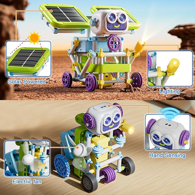 STEM Robotics Toys for Kids Toddler Age 6+, 36+ Robot Models Building Block Projects with Solar Power Sensors Gears, Education & Learning Science Engineering Kit Toys Gifts for Boys Girls