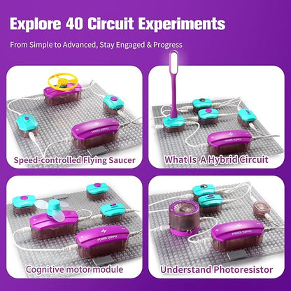 BATURU Stem Circuits Kits for Kids, Science Kits for Kids Age 8-12 5-7 4-8, 40 Electronics Exploration Kit, STEM Gifts Toys for Teenage Boys Girls