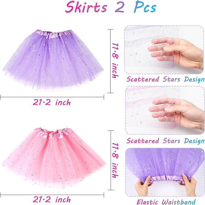 WATINC 52Pcs Princess Jewelry Toy Pretend Play Capes Cloaks Ballet Tutu Skirts for Little Girls Crowns Necklaces Jewel Rings Earrings Bracelets Wands Cape Shawl Costume Dress Up Accessories for Kids