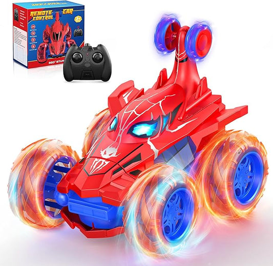 Spider Remote Control Car RC Cars Toys,Cool Rechargeable Stunt RC Car with 360 Flips 4WD Wheel with Bright Light,Fun Outdoor Toys Gifts for Kids Birthday or Chritmas 4-6 6-8 8-12 Years Old