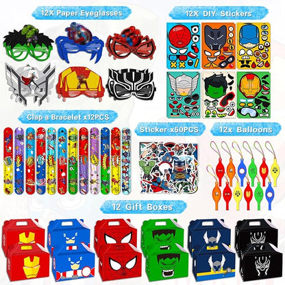 Superhero Party Favors, 110 PCS Superhero Birthday Party Supplies, Kids Birthday Party Favors, Carnival Prizes, Prize Box Gift, Pinata Goodie Bag Fillers