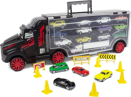 Boley 22Piece Truck Carrier - Big Rig Hauler Truck Transport with Slots for Car Transport