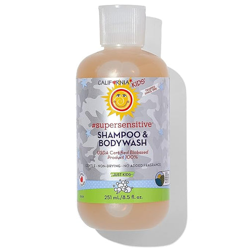 California Kids Super Sensitive Unscented Shampoo and Bodywash | 100% Plant-Based 251 mL 8.5 fl.