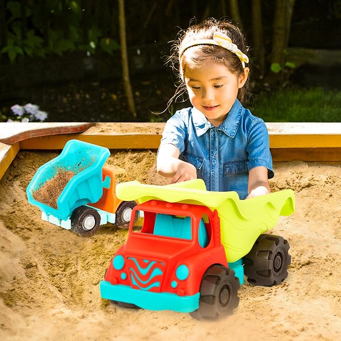 B. toys- B. play- Dump Truck Duo- Vehicles- Pretend Play Trucks for Toddlers- Big 20" Truck & Small Truck – Classic Toys for Toddlers, Kids 18 Months