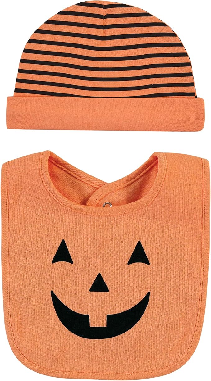 Hudson Baby Unisex BabyCotton Bib and Headband or Caps Set