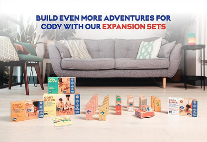 Cody Block Repeat Expansion Set, Educational Wooden Building Blocks and Car STEM Toys for Preschool Kids Ages 3+