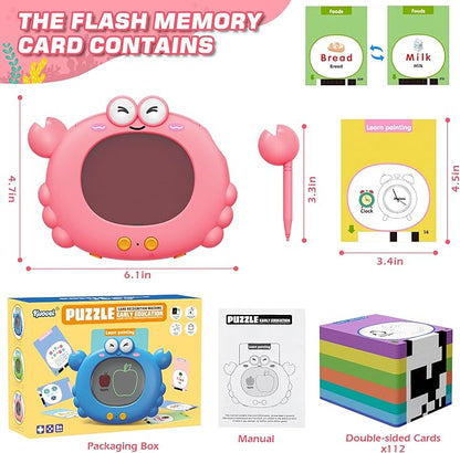 Talking Flash Cards,Kids Toddler Flash Cards with 224 Pages,Writing, Drawing,and Math,Autism Sensory Toys,Speech Therapy Toys,Learning Educational Toys Gifts for Age 2 3 4 5 Years Old Boys and Girls