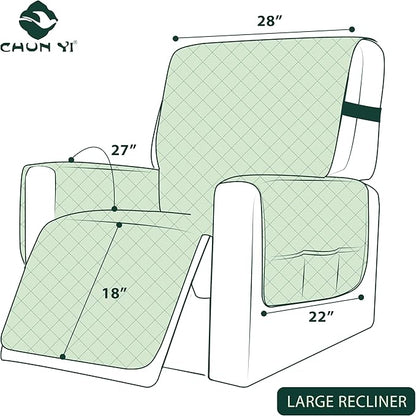 CHUN YI Recliner Chair Cover, Non-Slip Recliner Covers That Stay in Place, Washable Lazy Boy Recliner Covers with Pockets, Water Resistant Recliner Slipcover for Pets (Khaki, Large Recliner)