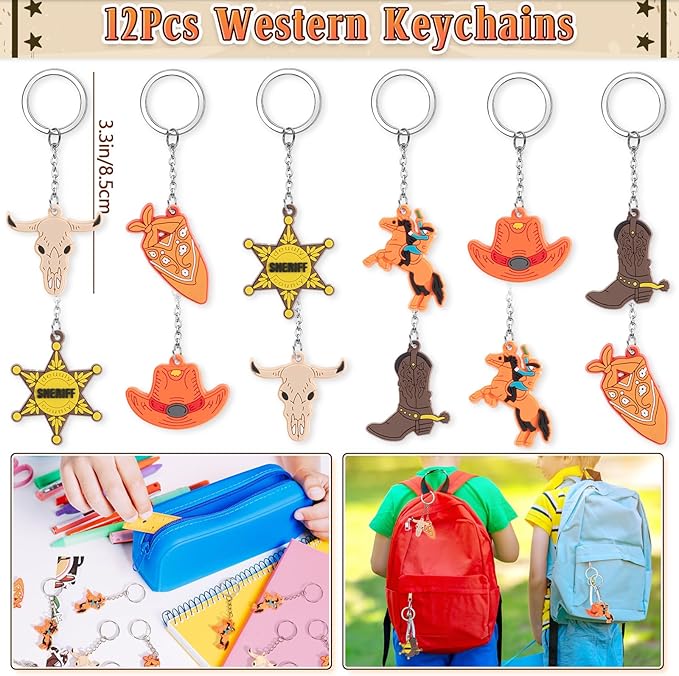 Western Cowboy Party Favors Rodeo Birthday Supplies for Kids Miniature Horse Toys Straw Silicone Bracelet Keychain Sticker Filler Goodie Bag Stuffers, Cowboy Western Party Favors Supplies