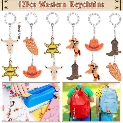 Western Cowboy Party Favors Rodeo Birthday Supplies for Kids Miniature Horse Toys Straw Silicone Bracelet Keychain Sticker Filler Goodie Bag Stuffers, Cowboy Western Party Favors Supplies