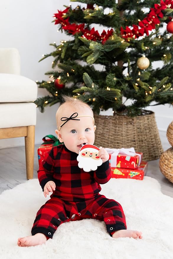 Pearhead Christmas Santa Silicone Baby Teether, Holiday Stocking Stuffers for Newborns