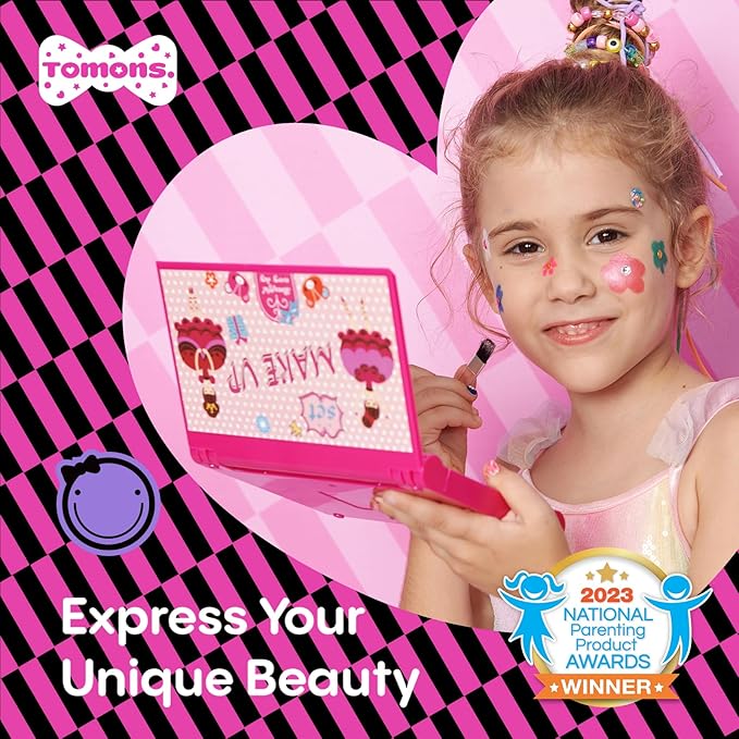 Tomons Kids Makeup Kit for Girl Real Washable Cosmetic Toy Beauty Set, Birthday Toys Gift for 3 4 5 6 7 8 9 10 Year Girls