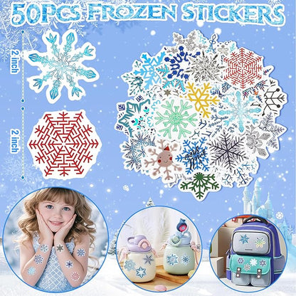Winrayk Frozen Party Favors Elsa Birthday Supplies for 12 Girls Kids, DIY Snowflake Magic Wand Gift Bag Bracelet Ring Sticker, Christmas Goody Bag Stuffer Pinata Filler Prize Winter Party Favors Decor