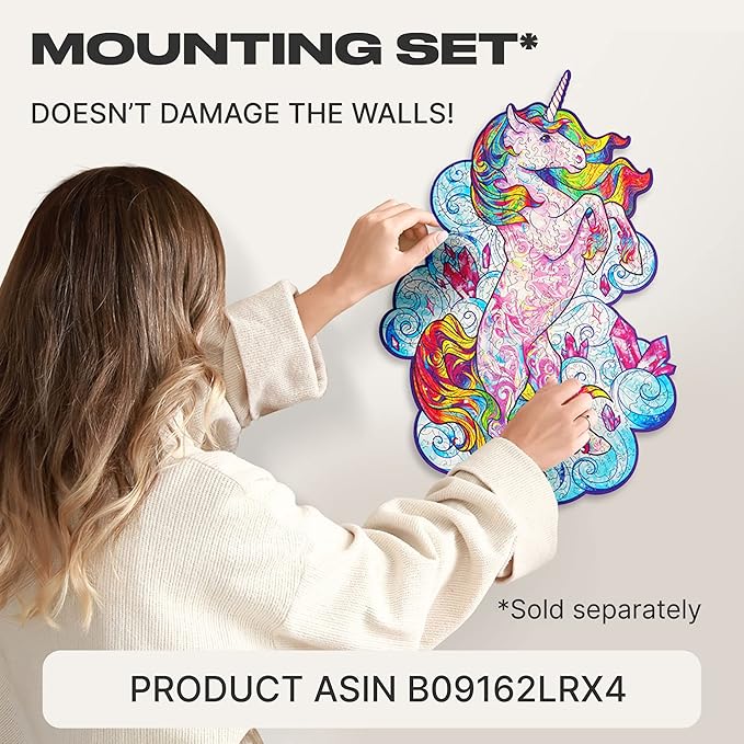 UNIDRAGON Wooden Jigsaw Puzzles - Inspiring Unicorn, 313 pcs, King Size 12.2"x16.1", Beautiful Gift Package, Unique Shape Best Gift for Adults and Kids