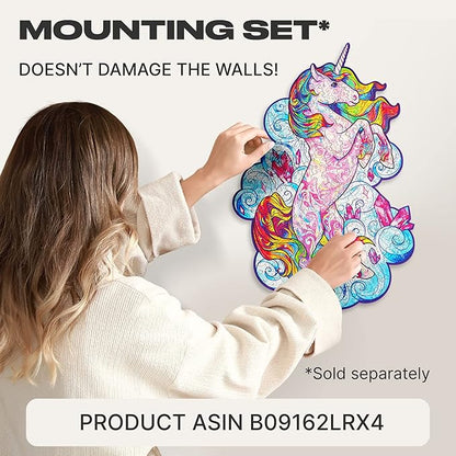 UNIDRAGON Wooden Jigsaw Puzzles - Inspiring Unicorn, 313 pcs, King Size 12.2"x16.1", Beautiful Gift Package, Unique Shape Best Gift for Adults and Kids