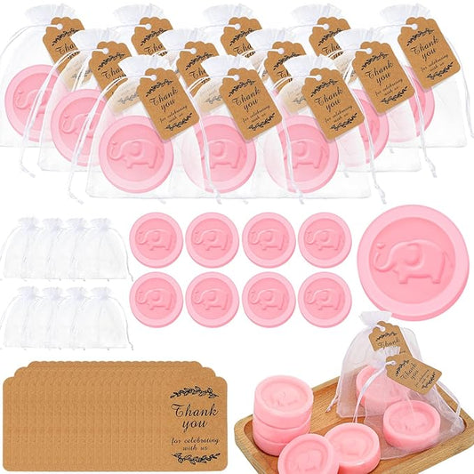Roowest 50 Packs Mini Elephant Soap Baby Shower Favors 50 Bags 50 Thanks