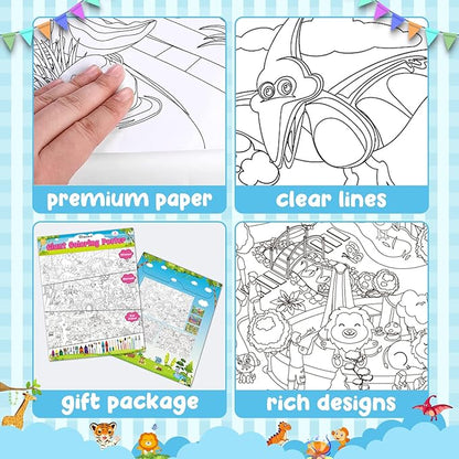 3Pack Large Coloring Poster for Kids, Giant Coloring Poster for Kids, Huge Big Coloring Page Craft with Dinasour, Mermaid, Zoo Animal for Class Home Activities Kids Gifts Party Favors(43.3 x 31.5in)