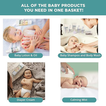 Saavy Naturals Baby Shower Gifts | Bath Set for Babies Includes 2 Soap Bars, 1 Infant Lotion 1 Shampoo 1 Baby 1 Calming 1 Unscented