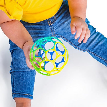 Bright Starts Oball Easy Grasp Classic Ball Infant Toy in Blue/Green, Age Newborn and up 4 Inches