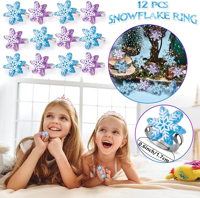Winrayk 112Pcs Frozen Party Favors Elsa Birthday Supplies for Girls Kids, Gift Bag Stamper Slap Bracelet Keychain Snowflake Ring Sticker Pinata Filler Winter Frozen Birthday Party Supplies Decorations