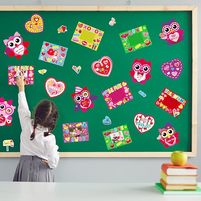 chiazllta 36 Set Valentine's Day Craft Kits DIY Heart Craft for Kids, Make Your Own Valentines Hearts Ornament Bulk Valentine's Day Paper Decorative Kit for Home Class Game Activities