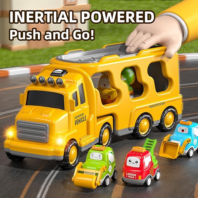 TEMI Construction Vehicle for 3 4 5 6 7 8 Years Old Kids - Toy Trucks for Toddler,Boy Toys 3-5,Playset Toys,Gift