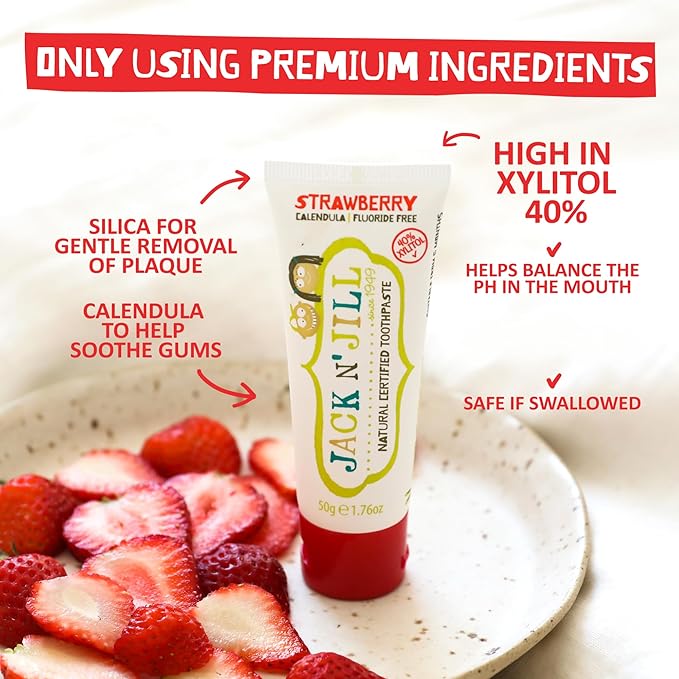 Jack N' Jill Natural Toddler Toothpaste for Baby, Kids and Infants 6 Months & Up, Fluoride Free Training Toothpaste for Toddlers 1-3 (1.76 Fl Oz (Pack of 2), Banana & Raspberry)