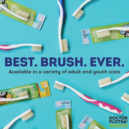 MOUTHWATCHERS Soft Flossing Toothbrush, 6-Pack, Manual Soft Toothbrush for Adults, Ultra Clean, Good for Sensitive Teeth and Gums, by Dr. Plotka's, Assorted Colors