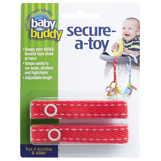 Baby Buddy Secure-a-Toy, Adjustable Pacifier and Teether Strap for Stroller 2 Pack