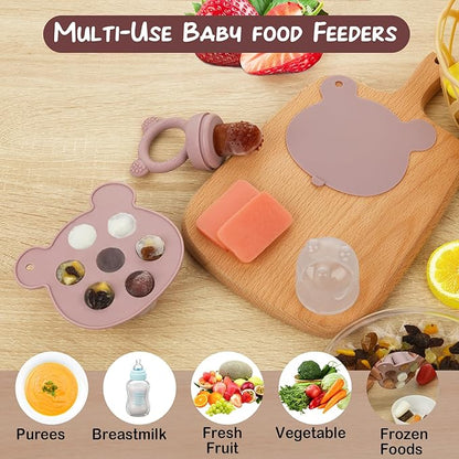 Baby Breastmilk Popsicle Molds & Baby Fruit Feeder (3 Pack), WAJIAYON Baby Food Freezer Tray Storage Containers