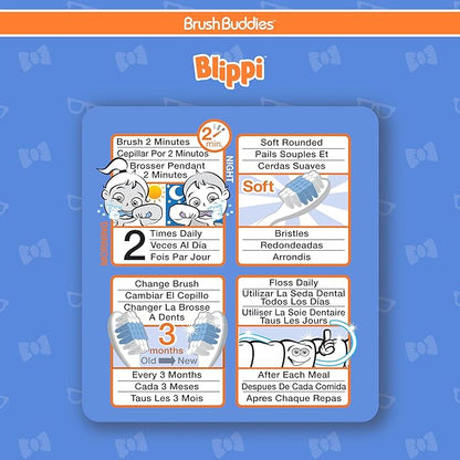 Brush Buddies Blippi Kids Toothbrushes, Manual Toothbrushes for Kids, Toothbrush for Toddlers 2-4 Years, Blippi Childrens Toothbrush, Soft Toothbrushes, 6PK