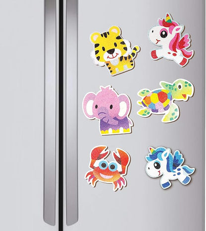 VHALE Peel and Stick Magnetic Sand Art Board, 5 MDF Sand Art Sets with Non Scratch Magnets, Peel, Sprinkle and Stick Designs, 12 Sand Colors, Fridge Decor, Kids Party Favors (Sea Life)