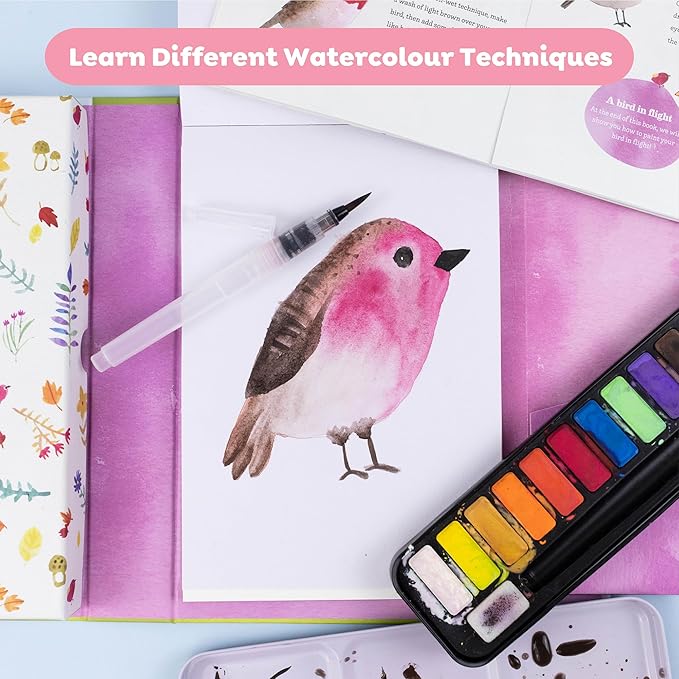 Tiger Tribe: How to Paint: Watercolor - Step-by-Step Guide Learning Techniques, 12 Watercolors & Brush, All-in-1 Activity Set, Kids & Tweens Ages 9+