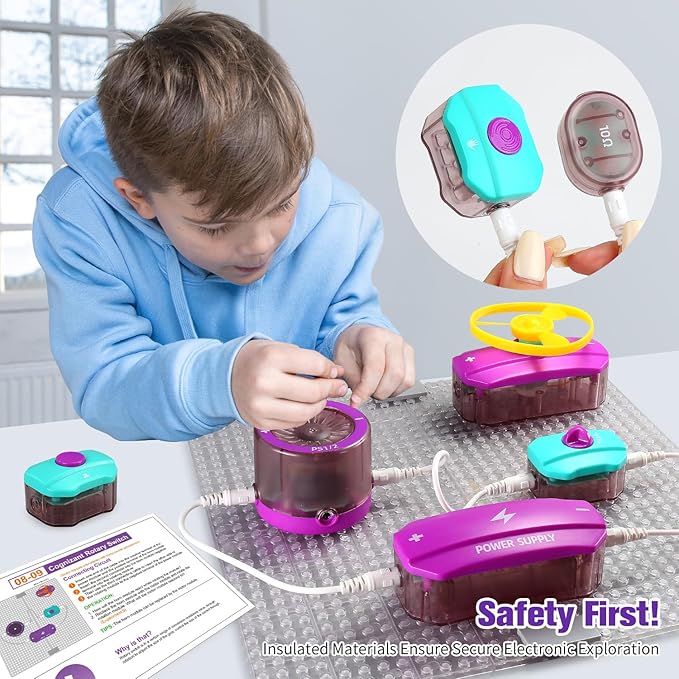 BATURU Stem Circuits Kits for Kids, Science Kits for Kids Age 8-12 5-7 4-8, 40 Electronics Exploration Kit, STEM Gifts Toys for Teenage Boys Girls