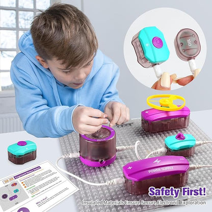 BATURU Stem Circuits Kits for Kids, Science Kits for Kids Age 8-12 5-7 4-8, 40 Electronics Exploration Kit, STEM Gifts Toys for Teenage Boys Girls