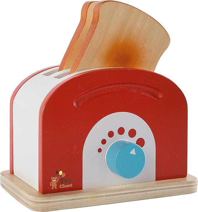 Wooden Toaster Set Cute Durable Colorful Educational Creative Toast Bread Pretend Play Kitchen 10 Piece Play Set for Kids Children Toddlers