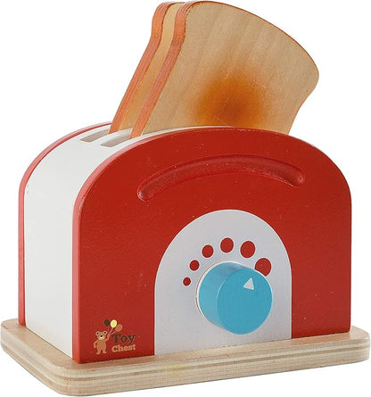 Wooden Toaster Set Cute Durable Colorful Educational Creative Toast Bread Pretend Play Kitchen 10 Piece Play Set for Kids Children Toddlers