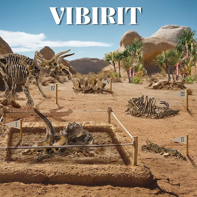 VIBIRIT Dig Up Dinosaurs Skeleton Set,Dinosaur Digging Fossil Kit Model Toys Educational Realistic Toys for Kids,Boys,Girls