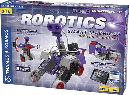Thames & Kosmos | Robotics Smart Machines: Rovers & Vehicles | Kids 8+ | STEM Kit builds 8 Robots | Color Manual to help with assembly | Requires tablet or smartphone