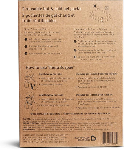 MunchkinÂŽ TheraBurpee 2 Pack Premium Hot & Cold Gel Pack for use with Colic & Fever Rescue Kit, Fabric-Covered