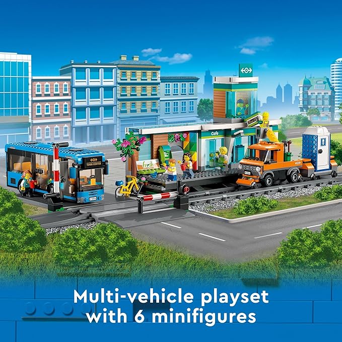 LEGO City Train Station Building Toy Set - Pretend Play Set for Kids, Boys & Girls, Ages 7+ - with Bus, Rail Truck, & Tracks - Compatible with Other City Sets - Gift Ideas for Birthdays - 60335