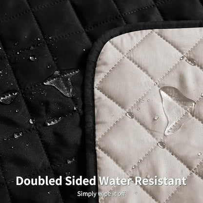 CHUN YI Recliner Chair Cover, Non-Slip Recliner Covers That Stay in Place, Washable Lazy Boy Recliner Covers with Pockets, Water Resistant Recliner Slipcover for Pets (Black, Small Recliner)