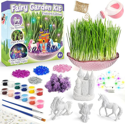 Unicorn Fairy Garden Kit for Kids | Light Up Fairy Unicorn Terrarium Kit | Science STEM Toys Presents | Unicorn Arts and Crafts Stuff for Little Girls Age 4 5 6 7 8-12 Year Old Girl Gift
