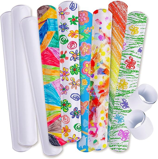 50-Pc Slap Bracelets for kids, Classroom Prizes Snap Wristbands Party Favors for kids 8-12 DIY for Children's Prizes One-Size-Fits-All Toddler Party Supplies, Stocking Stuffers, Birthday Party Favors